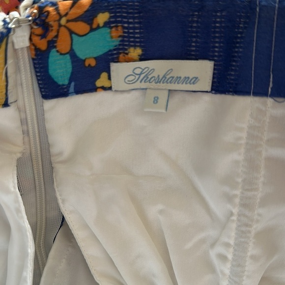 Shoshanna Blue Floral Print Strapless Mini Dress Sz 8 Cottagecore Shabby Chic - Picture 8 of 10